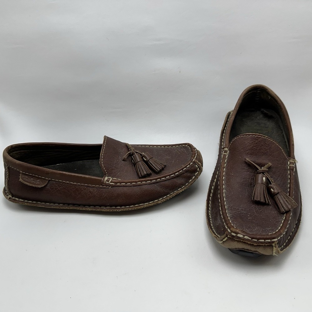 Cabelas Mens Leather Tassel Driving Moccasins Loafers Brown 9.5 D Slip On